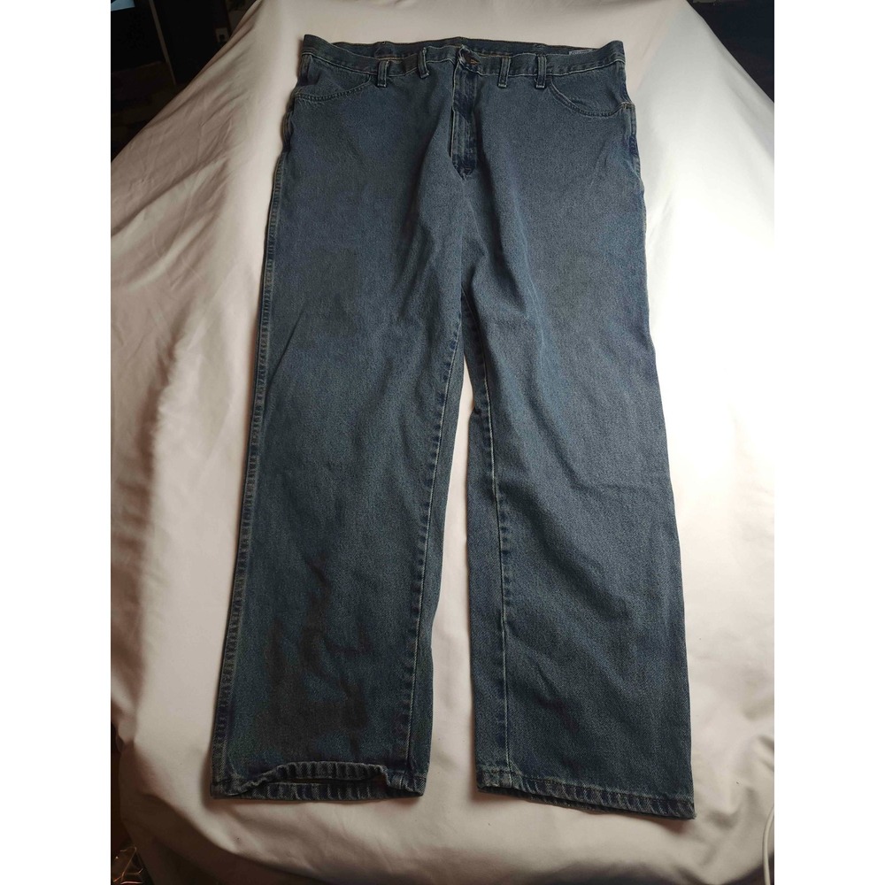 Rustler Jeans Mens 44x31 Blue Denim Straight Leg Classic Western Workwear